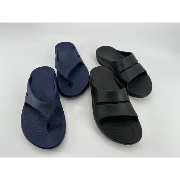LOT OF 2 OOFOS UNISEX‎ ADULTS SIZE M\'S 8- W\'S 11 BLACK/NAVY BLUE EU 42 main image 13